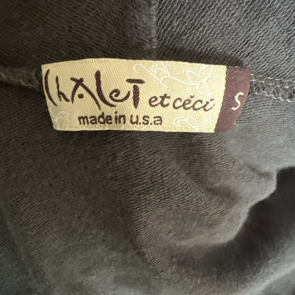 Chalet Et Ceci Long Sleeve Wrap Jacket Women's Small Charcoal Gray Lagenlook - Picture 8 of 12